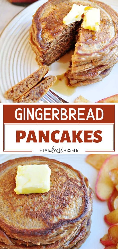 Gingerbread Pancakes Recipe, Pancakes With Cinnamon, Gingerbread Pancakes, Brown Sugar Syrup, Christmas Morning Breakfast, Pancake Recipe Easy, Ginger Spice, Gingerbread Recipe, Cinnamon Brown