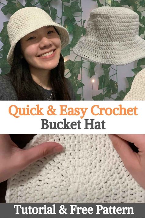 Easy Bucket Hat Pattern, Crocheted Bucket Hat Pattern, Simple Hat Crochet, Basic Bucket Hat Crochet Pattern, Crocheting Bucket Hat, Beginner Crochet Bucket Hat, Crochet Hucket Hat, Crochet Bucket Hat Black Women, Crochet Hat Simple