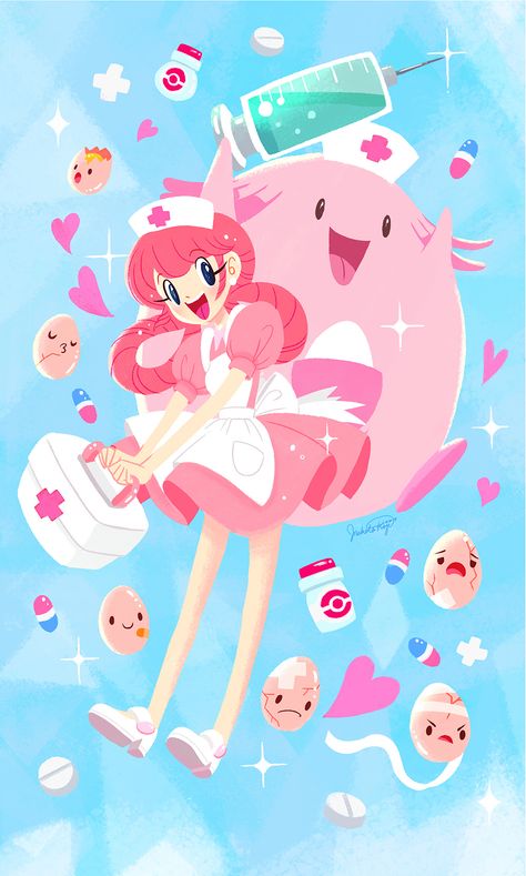 (*** http://BubbleCraze.org - You'll never put this Android/iPhone game down! ***) Nurse Joy, Chansey, and Exeggcute Tumblr, Croquis, Nurse Joy, Mega Pokemon, Pokemon People, Pokemon Birthday Party, Pokémon Art, Cute Pokemon Pictures, Pokemon Birthday