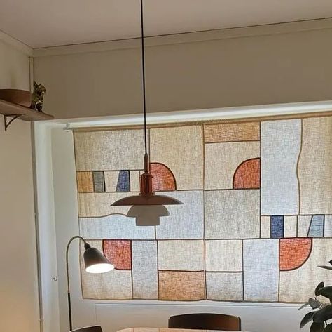 Bojagi Curtains, Pojagi Curtains, London Living Room, Quilted Curtains, Patchwork Curtains, Vintage Style Kitchen, Geometric Curtains, Diy Blinds, Seattle Homes