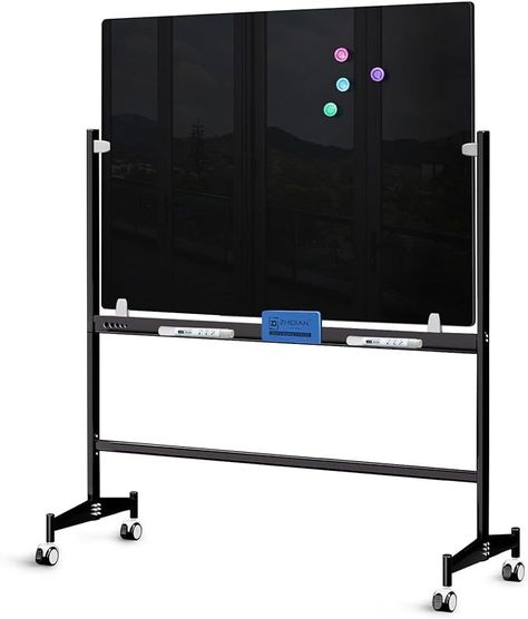 Amazon.com : Mobile Black Magnetic Glass Board on Wheels 60x40" - Rolling Black Glass Whiteboard Height Adjust Portable Easel, Movable Tempered Glass Dry Erase Board, ZHIDIAN Large Blackboard with Stand : Office Products Standing Whiteboard, Giant Whiteboard, Magnetic Glass Board, Whiteboard On Wheels, Glass White Board, Whiteboard Stand, Portable Easel, Glass Dry Erase Board, Acrylic Board