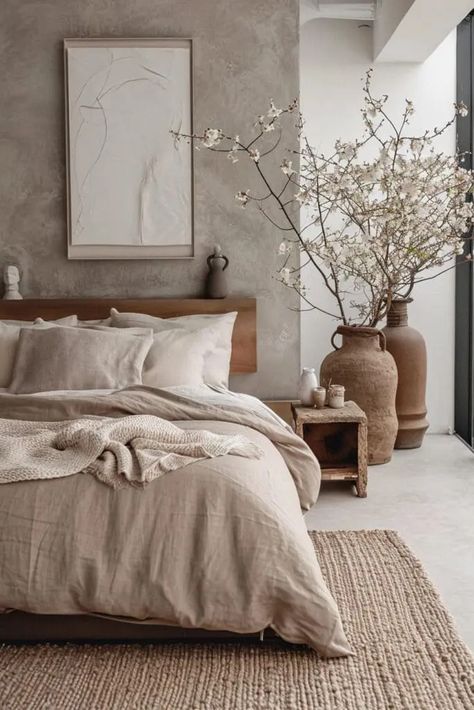 Wabi Sabi Bedroom Design Minimalist, Japanese Bedroom Modern, Colorful Adult Bedroom, Japandi Bedding, Rustic Cozy Bedroom, Japandi Small Bedroom, Scandinavian Bedroom Minimalist, Organic Bedroom Decor, Zen Style Bedroom