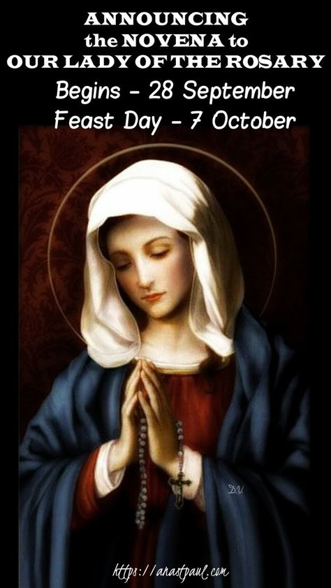 Announcing a Novena to Our Lady of the Rosary – AnaStpaul Rosary Novena, Catholic Feast Days, Happy Feast Day, Our Lady Of The Rosary, Lady Of The Rosary, Mary Immaculate, St John Vianney, 7 October, Virgin Mary Art