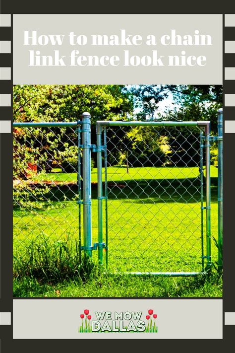 Improve Chain Link Fence, Nice Chain Link Fence, Backyard Landscaping Ideas Along Chain Link Fence, Chain Link Fencing Ideas, How To Repair Chain Link Fence, Chain Link Gate Ideas Cover Up, Upgrade Chain Link Fence Ideas, How To Make A Chain Link Fence Look Nice, Lattice On Chain Link Fence