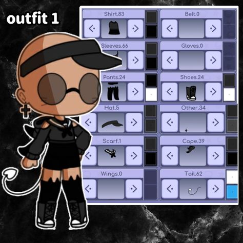 Gacha Life Kombin Girl, Good Gacha Life Outfits, Gavha Life Outfits Girl, Black Gacha Life Outfits, Gacha Life Black Outfits, Looks Gacha Life Girl, Gacha Black Outfits, Gacha Club Outfits Black, Gacha Life Dress Outfits