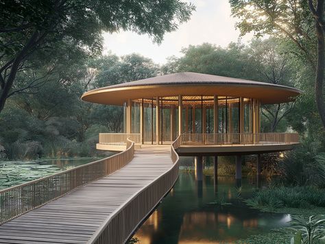 Inspired by the timeless 'ngazi' stilt homes of the Tonga people, this yoga pavilion offers a peaceful retreat elevated above the landscape of the southern Zambezi Escarpment in Zimbabwe 🇿🇼 #africanarchitecture #afrofutursim #vernaculararchitecture #Africa #architecture #designinspo #architectureinspo #culture #architectureschool #fyp #viral #archhunter #archgini #architizer #archdaily #midjourneyarchitect #midjourney #ai #aiarchitecture Sloped Landscape, Yoga Pavilion, Architecture Organic, Africa Architecture, Stilt Home, Hotel Landscape, Landscaping A Slope, Vernacular Architecture, 2nd Year