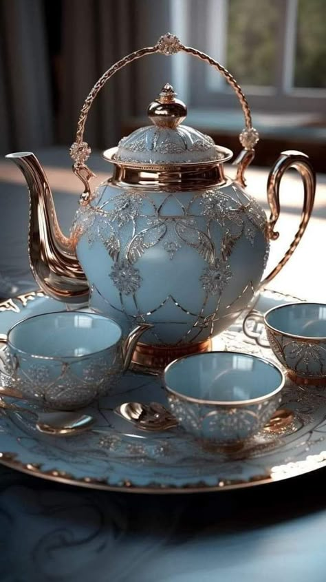 Decoration Living Room Ideas, Wallpaper Bedroom Aesthetic, Remodel Interior Design, Blue Tea Set, Assiette Design, Crockery Design, Minimalist Bedroom Decor, Pretty Tea Cups, Aesthetic Bathroom