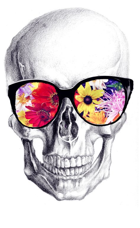 flower glasses ; skull Happy Skull, Mosaic Painting, Skull Art Drawing, 타이포그래피 포스터 디자인, Candy Skulls, Diamond Mosaic, Pattern Embroidery, 자수 디자인, A Skull