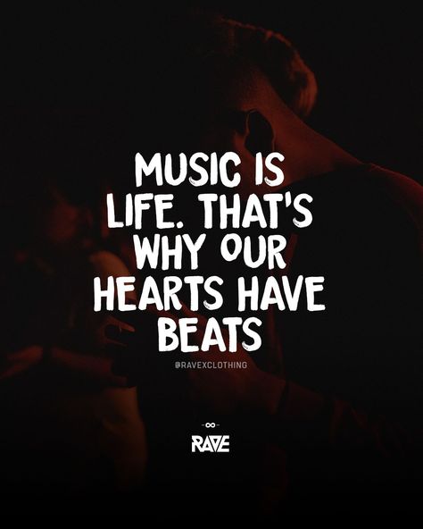 RAVE Clothing Online Shop • Techno Kleidung & DJ Merchandise -  Music is life. That’s why our hearts have beats 🖤🔊 Reaction Pictures Music, Raver Quotes, Edm Quotes, Rave Quotes, Techno Quotes, Draingang Aesthetic, Hey Dj, Dj Quotes, Journey Music