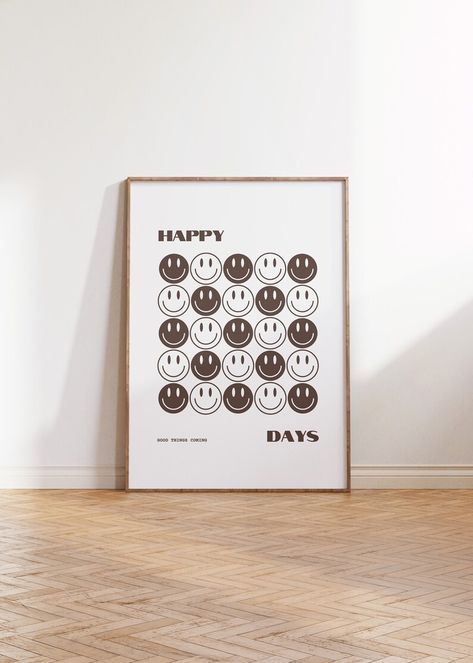 Smiley Face Poster Trendy Brown Wall Art Y2K Print - Etsy Smiley Face Wall Art, Smiley Poster, Smiley Face Poster, Smiley Face Art, Smiley Art, Wall Art Y2k, Smiley Print, Procreate Tutorials, Art Y2k