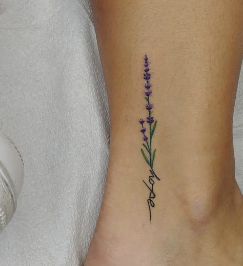 Ankle Tattoo To Cover Scar, Ankle Tattoo Scar Cover, Ankle Scar Tattoo Ideas, Ankle Scar Tattoo, Lavender Tattoo With Name, Ankle Scar Tattoo Cover Up, Ankle Surgery Scar Tattoo, Lavender Tattoo On Leg, Vertical Ankle Tattoo