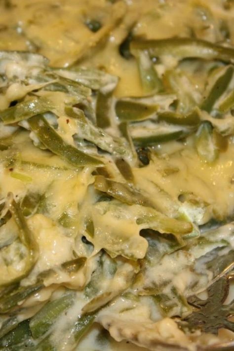 Swiss Green Beans Swiss Cheese Green Bean Casserole, Swiss Green Beans, Swiss Green Bean Casserole, Green Bean Casserole With Swiss Cheese, Swiss Beans, Grean Beans, Green Beans With Almonds, French Green Beans, Can Green Beans