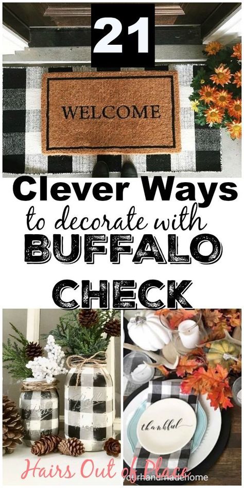 21 amazing black and white buffalo check decor ideas for your home, all year round! Whether you're looking for Christmas buffalo check decor, buffalo check rugs, buffalo curtains, or more, this is a fun way to add a rustic vibe to your home! #buffalocheck #christmas #christmasdecor #holidaydecor #homedecor #decorating #easydecor #fall Check Rugs, Buffalo Check Decor, Buffalo Check Christmas Decor, Buffalo Plaid Decor, Buffalo Check Christmas, Farmhouse Side Table, Plaid Decor, Décor Boho, Baby Shower Decor