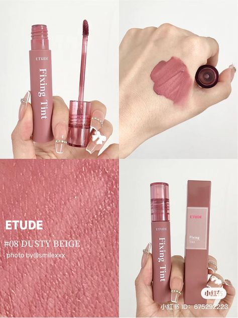 Etude Fixing Tint, Fixing Tint, Korean Lip Tint, Makeup Accesories, Ulzzang Makeup, Ethereal Makeup, Lip Swatches, Fancy Makeup, Makeup Items