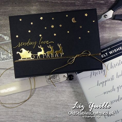 Black And Gold Cards, Black Cards, Black Card Christmas Cards, Christmas Cards Cricut, Handmade Xmas Cards, Christmas Cards Black, Easy Christmas Cards Handmade, Gold Christmas Cards Handmade, Black And Gold Christmas Cards Diy