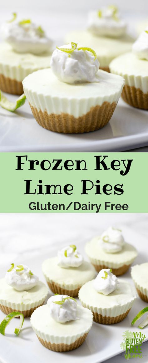 Frozen Key Lime Pies are the perfect summer day treat! Both gluten and dairy free, the perfect cold dessert for hot days.  via @eatatourtable Weight Watchers Desserts, Essen, Pie, Dairy Free Deserts, Frozen Key Lime Pie, Non Dairy Desserts, Key Lime Pies, Weight Watcher Desserts, Gluten Free Dairy Free Dessert