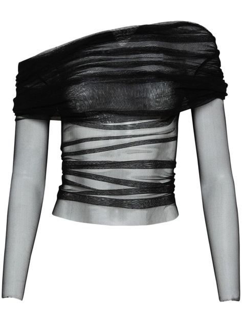 Shop Christopher Esber Veiled Top In Black from 500+ stores, starting at $453. Similar ones also available. On SALE now! Veiled silk top from CHRISTOPHER ESBER featuring black, silk, mesh panelling, stretch-design, off-shoulder, long sleeves and straight hem. Haut Transparent, White Silk Blouse, Black Mesh Top, Christopher Esber, Silk Tulle, Mesh Shirt, Black Veil, Black Mesh, Silk Top