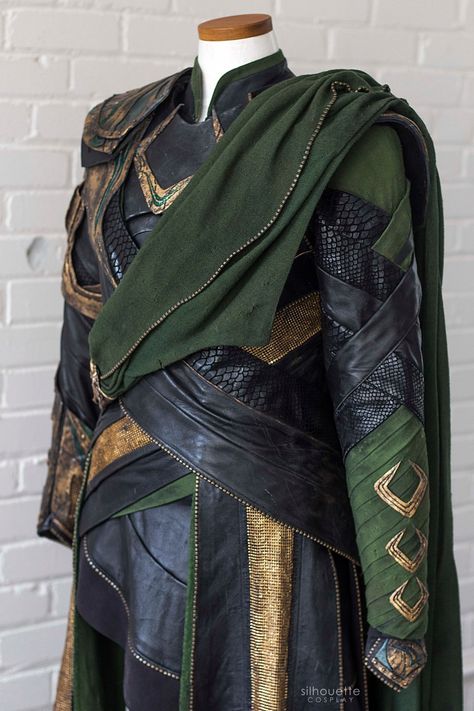 Elven Prince Outfit, Asgardian Fashion, Loki Clothes, Loki Design, Asgardian Dress, Green Armor, Lady Loki Cosplay, Loki Costume, Loki Cosplay