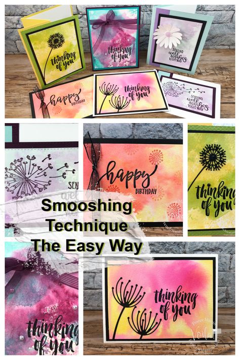 Smooshing Technique Cards, September Cards, Brusho Techniques, Cardmaking Tutorials, Crafting Techniques, Coloring Techniques, Frantic Stamper, Card Making Tips, Card Techniques