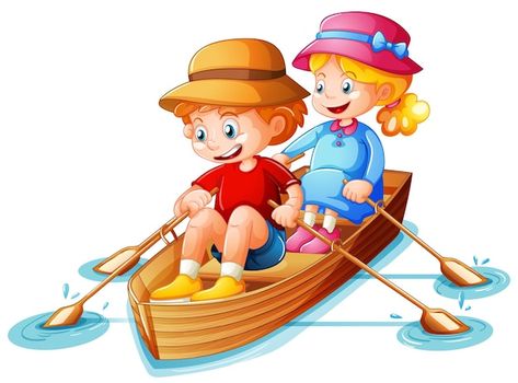 Free vector boy and girl row the boat on... | Free Vector #Freepik #freevector #boy-standing #cartoon-boy #boy #kids-cartoon Row The Boat, Boat Cartoon, Kids Feelings, Daniel Tiger's Neighborhood, Row Row Your Boat, Learning Technology, The Learning Experience, Teach Kids, Cartoon Drawing