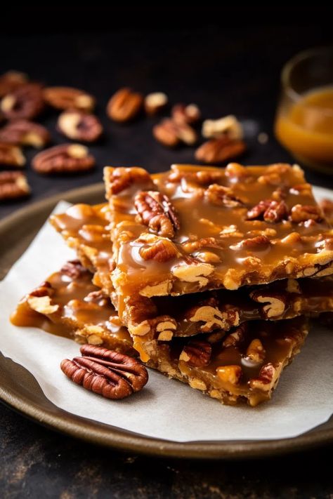 Pecan Pie Bark Pecan Pie Bark, Pecan Pralines, Crunchy Pecans, Bark Recipe, Lemon Cookies, Fall Treats, Pecan Pie, Graham Crackers, Baked Dishes