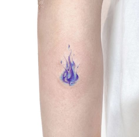 Purple Fire Tattoo, Violet Flame Tattoo, Blue Fire Tattoo, Blue Tattoos For Women, Blue Flame Tattoo, Fire Tattoos, Flame Tattoo, Purple Tattoos, Cuff Tattoo