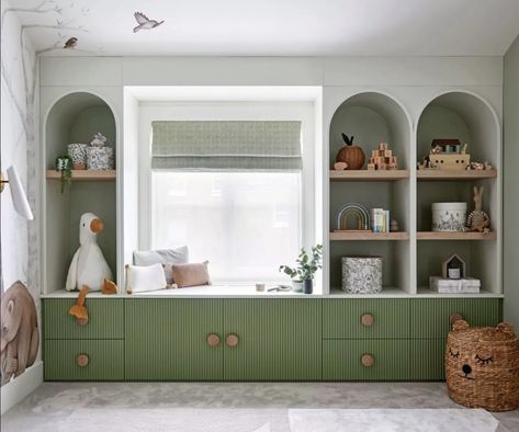 Sage Green Nursery Ideas, Green Nursery Ideas, Sage Green Nursery, Ideas Habitaciones, Kids Rooms Inspo, Panel Ideas, Green Nursery, Playroom Storage, Kids Room Inspiration