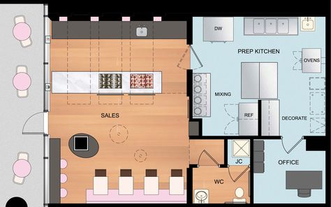 Hello Cupcake | Cafe Kitchen Plan, Bakery Blueprint, Micro Bakery Layout, Bakery Layout Floor Plans, Bakery Kitchen Layout Floor Plans, Baking Room Design, Small Bakery Kitchen Layout, Backyard Bakery, Bakery Kitchen Design