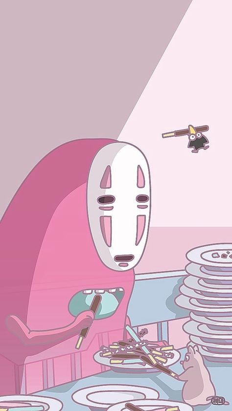 #notmyart #SpiritedAway #NoFace Art Studio Ghibli, Pink Anime, Power Points, Wallpapers Android, Studio Ghibli Art, Ghibli Art, Download Cute Wallpapers, Pink Wallpaper Iphone, Tumblr Wallpaper