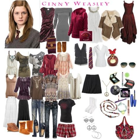 Ginny Weasley Ginny Weasley Style, Ginny Weasley Outfit Ideas, Ginny Weasley Outfits Aesthetic, Ginny Weasley Inspired Outfits, Ginny Weasley Aesthetic Outfit, Ginny Weasley Costume, Ginny Weasley Outfits, Gryffindor Outfit, Harry Potter Ginny Weasley