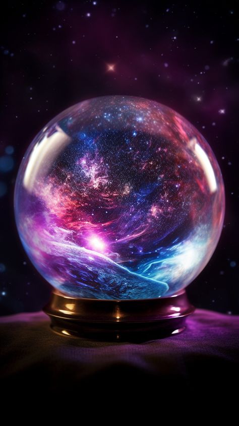 Magical Crystal Ball Magical Crystal Ball, Prediction Aesthetic, Crystal Ball Magic, Galaxy Crystal Ball, Magic Crystal Ball Art, Magic Ball Aesthetic, Pendulum Wallpaper, Purple Crystal Aesthetic, Wizard Trinkets