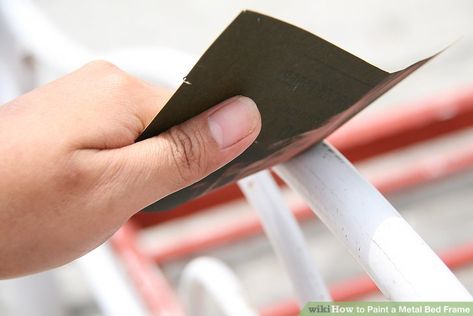 How to Paint a Metal Bed Frame (with Pictures) - wikiHow Rod Iron Bed, Painted Iron Beds, Painted Bed Frames, Black Iron Beds, Bed Frame Metal, Metal Crib, Black Metal Bed Frame, Brass Bed Frame, Black Metal Bed