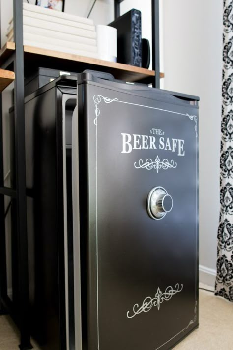 Beer Safe, Fridge Makeover, Beer Fridge, Designer Lifestyle, Man Cave Basement, Ui Ux 디자인, Cave Home, Man Cave Home Bar, Bar Fridges