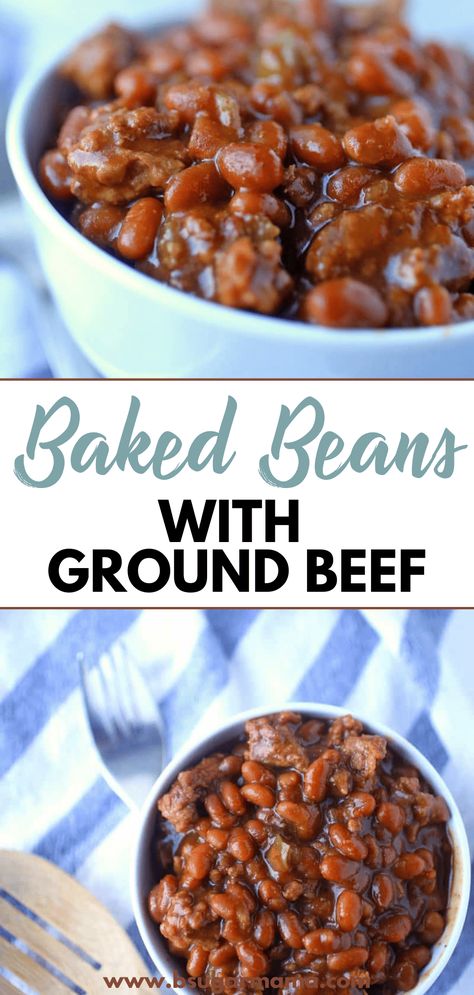 Indulge in a delectable combination of flavors with this irresistible recipe for Baked Beans with Ground Beef. This hearty dish brings together tender ground beef, savory baked beans, and a delightful blend of spices for a satisfying meal that will warm your soul. Perfect for family gatherings, barbecues, or cozy nights in, these baked beans with a meaty twist are sure to become a favorite. Get the full recipe and enjoy the mouthwatering goodness today! Ground Beef Baked Beans, Recipe For Baked Beans, Baked Beans With Hamburger, Baked Beans With Ground Beef, Beans With Ground Beef, Ground Beef And Bacon, Baked Bean Casserole, Southern Baked Beans, Cowboy Baked Beans