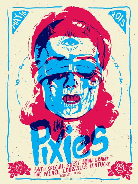 https://www.behance.net/gallery/25952415/PIXIES-POSTER The Pixies, ポップアート ポスター, Screen Printing Art, Color Poster, Band Poster, Screen Print Poster, 타이포그래피 포스터 디자인, Rock Posters, Blue Eyed