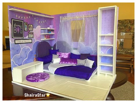 Shoe Box Bedroom Project, Shoebox Bedroom Project, Bedroom Diaroma, Doll Diorama Ideas, Diy Doll Room, Bedroom Diorama, Shoebox Project, Barbie Organization, Doll Bedroom