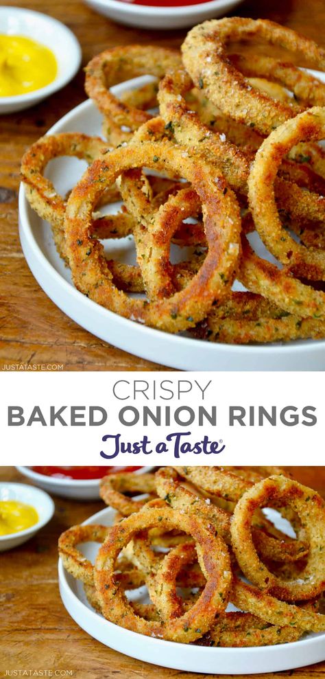 Baked Onion Rings Recipe, Baked Onion Rings, Baked Onion, Onion Rings Recipe, Baked Onions, Just A Taste, Baked Asparagus, Dipping Sauces, Diy Pantry