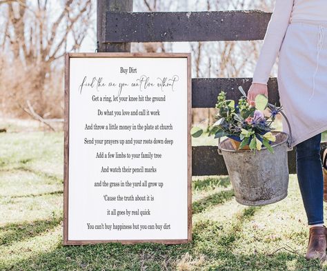 Buy Dirt Lyrics Sign, Song Lyric Signs Wall Art, Song Lyric Signs, Framed Song Lyrics Wall Art, Buy Dirt, Song Lyric Picture Frame, Wedding Gift Signs, Country Music Songs, Country Signs