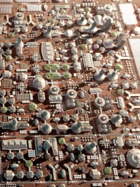 A Mars city. Mars Architecture, Space Colony Concept, Mars City, Space Colonization, Mars Colony, Architecture Space, Space Colony, Sci Fi Environment, Spaceship Art