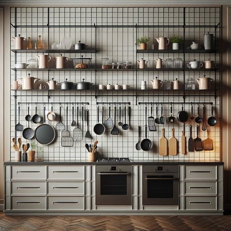 20 Gridwall Display Ideas for Creative Merchandising Kitchen Display Showroom, Gridwall Display Ideas, Merch Display, Store Display Design, Merchandising Ideas, Retail Store Display, Display Wall, Kitchen Display, Exercise Gym