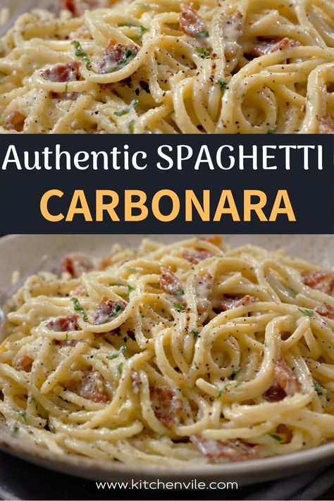 Carbonara Pasta With Sausage, Bulgur, Essen, Italian Spaghetti Carbonara, Ham Carbonara Pasta, Healthy Spaghetti Noodle Recipes, Carbonara With Ham, Spagetti Noodle Recipes Easy, Spaghetti With Ham