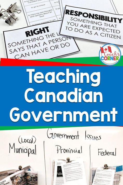 Almost all Canadian Grades 4-6 educators have to introduce their students to Canadian government systems, but it can be engaging and fun, instead of the boring topic some people regard it as. This blog post contains 3 great ideas for getting your students actively involved in their learning! Canadian Government Grade 5, Monarchy Government, Canada For Kids, Canadian Social Studies, Government Lessons, Teaching Government, Canadian Government, Social Studies Curriculum, Levels Of Government