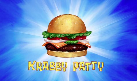 Don’t act like you’ve never wanted to have a Krabby Patty before. Crabby Patties, Krabby Patty, Spongebob Party, Cartoon Food, Spongebob Birthday, Pineapple Under The Sea, Best Food Ever, Bobs Burgers, Secret Recipe