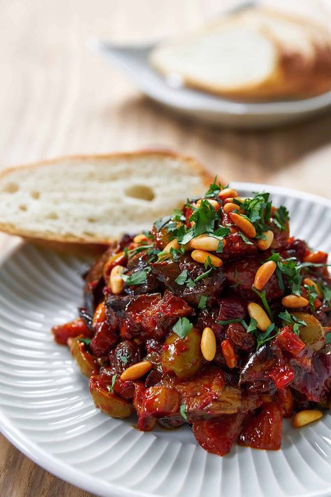 Eggplant Tapenade, Sicilian Caponata, Caponata Recipe, Eggplant Caponata, Sicilian Recipes, Eggplant Recipes, Italian Dishes, Simple Tricks, Italian Food