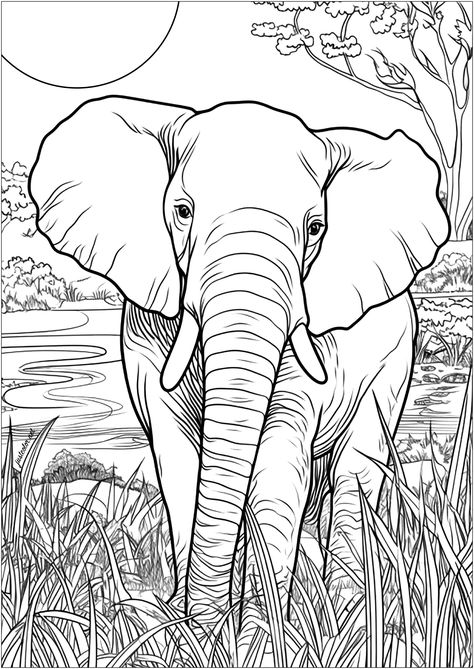 An invitation to discover the wildlife of Africa - JustColor.net : Free adult printable coloring pages Photo Coloring, Elephant Sketch, Elephant Cartoon, Elephant Coloring Page, Cartoon Coloring, Elephant Drawing, Cartoon Elephant, Batman Wallpaper, Online Coloring Pages