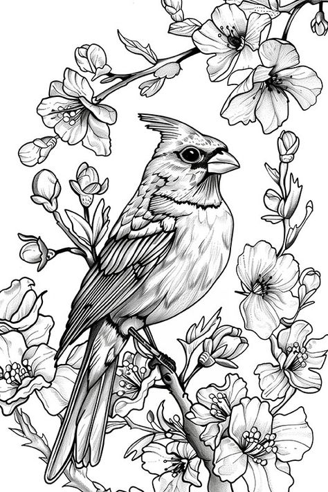 8 Bird Coloring Pages! - The Graphics Fairy Cardinal Coloring Pages, Bird Coloring Page, Bird Landscape, Hat Burning, Bird Coloring, Vintage Coloring Books, Birds Embroidery Designs, The Graphics Fairy, Coloring Art