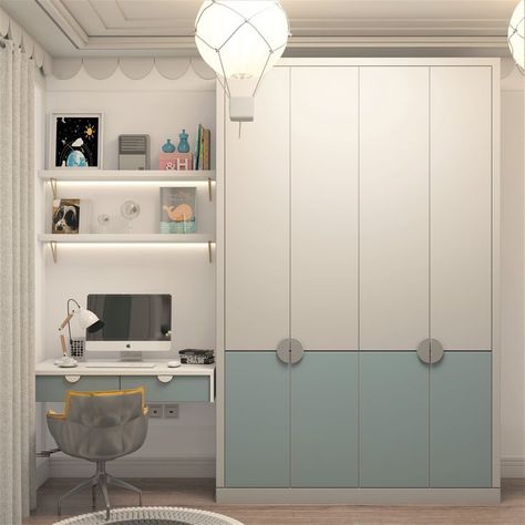 Study Room Wardrobe Design, Bedroom Walldrobe Design, Kids Wadroob Design Bedroom, Loose Furniture Design, Caboards Designs For Room, Wardrobe Design Bedroom For Kids, Children Closet Design, Kids Bedroom Wardrobe Ideas, Blue And White Wardrobe Design