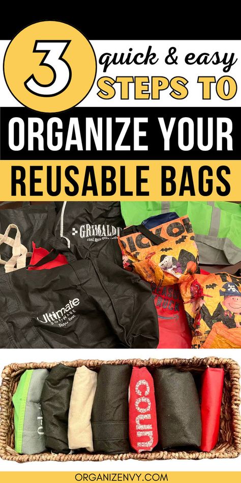 Before and after photos of reusable shopping bag organization and storage Storing Grocery Bags Ideas, Reusable Grocery Bags Storage Ideas, Reusable Grocery Bags Storage, Reusable Bags Storage, Home Organization Declutter, Reuse Plastic Bags, Grocery Bag Storage, Storing Plastic Bags, Reuseable Bag