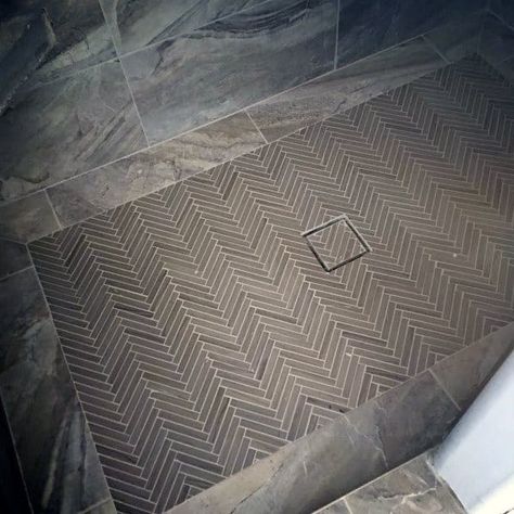 Top 50 Best Shower Floor Tile Ideas - Bathroom Flooring Designs Tiled Shower Floor Ideas, How To Tile Shower Floor, Shower Floor Tile Ideas Modern, Herringbone Tile Shower Floor, Tile Shower Floor Ideas, Herringbone Shower Floor, Floor Herringbone, Shower Floor Tile Ideas, Herringbone Shower