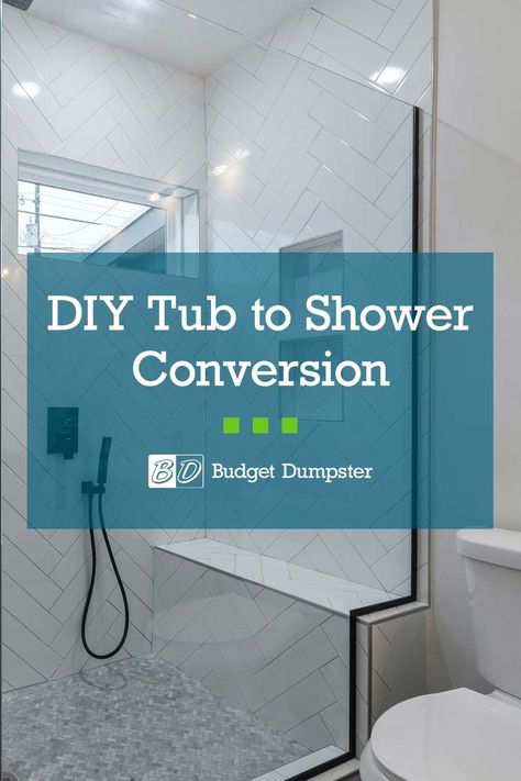 Have an old bathtub you never use? Use our handy guide to convert your tub to a walk-in shower in just seven steps. #bathroomremodel #diyhomeimprovement #diyrenovation #walkinshower Bathtub To Stand Up Shower Remodel, Step Down Shower Tub, Convert Shower To Bathtub, From Bathtub To Shower Remodel, Bathtub Into Shower Converting, Turning Bathtub Into Shower Walk In, Remove Bathtub Remodel, Remodel Tub To Shower Walk In, How To Turn A Tub Into A Shower Walk In